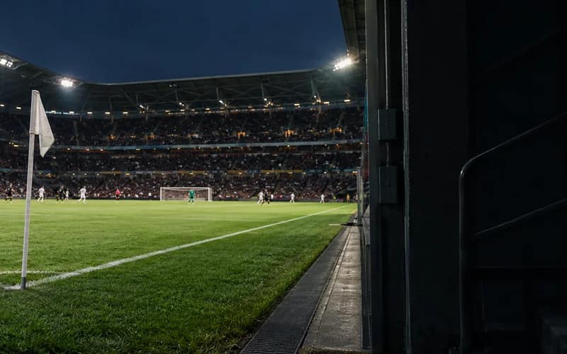 A stadium during an evening fixture