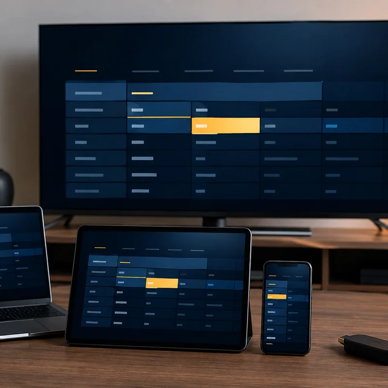 Kemo IPTV running on a television, laptop, tablet and phone