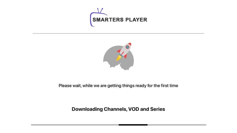 Smarters Pro loading live TV and on-demand sections